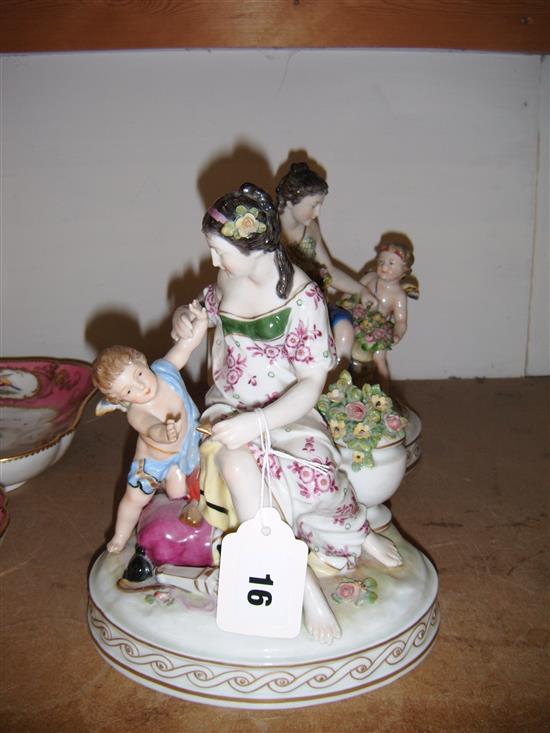 Pair Continental porcelain groups of Cupid and Venus